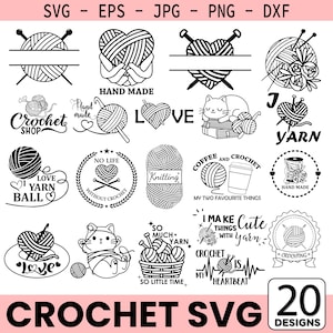 Crochet Svg Bundle Cricut Cut File, Free Commercial Use Crochet Png Bundle, Crochet Eps Dxf Jpg, Shirt Design Bundle, Vector Clipart Crochet