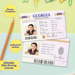 Customized Kids Drivers License, Child identification Card prop, Canva Student Identity Card, ID Badge For Kids, Printable Toy License