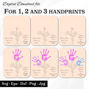 Impressão de mão SVG para o Dia das Mães, Arte com flores, Presente para a mãe dos filhos, Presente feito à mão para a esposa, Download digital, Arquivo cortado a laser, Cartão personalizado para o Dia das Mães.