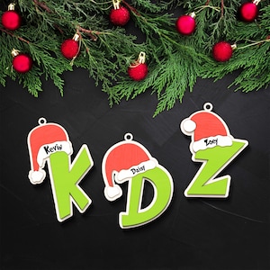 Adorno de letras del alfabeto de Grinch Svg, archivo de corte de decoración navideña, adorno navideño divertido SVG, alfabeto de Grinch, archivos Svg de Navidad de Glowforge.
