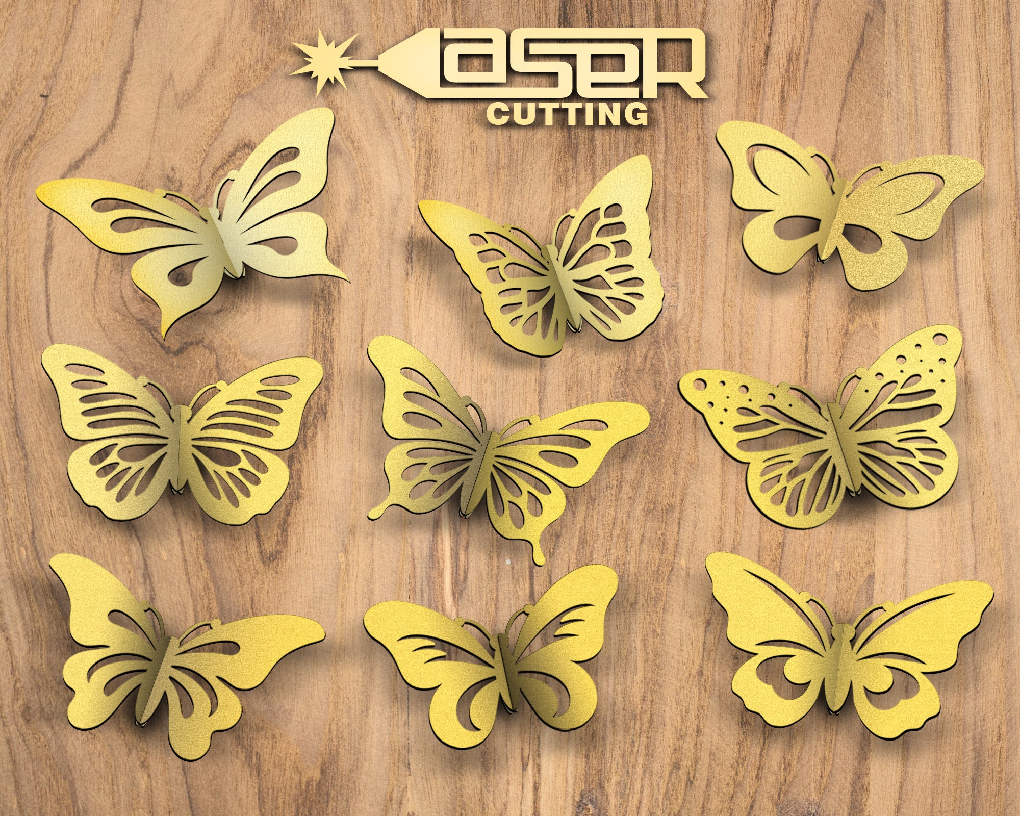 3D Butterfly Decor Bundle, Fancy Laser Cut Butterflies SVG, Dragonfly Decor, Wooden Butterfly Clipart, Cricut Laser Files for Home Garden