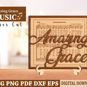 Incroyable grâce laser SVG. Png, Cricut, fichier SVG Silhouette découpé au Laser, conception prête Glowforge, foi musicale, décoration religieuse à plusieurs niveaux.