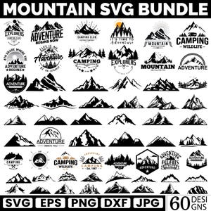 Mountains SVG Bundle, Nature Landscape, Camping Outdoors SVG, Mountain Range Cut Files, Forest Clipart, File for Cricut,Instant Download SVG