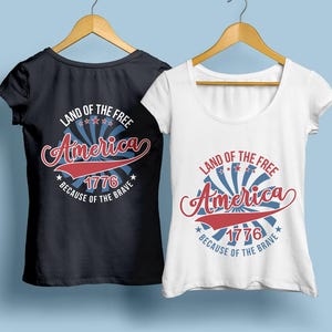 America SVG, Land of the Free Because of the Brave Svg, Patriotic Fourth Of July Design, Memorial Day USA Png, Sublimation Designs.