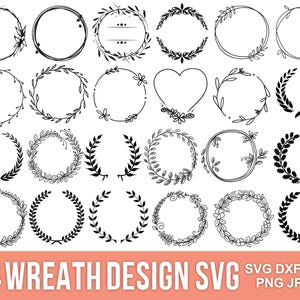 Krans Svg-bundel, cirkel Svg-bundel, bloemenkrans Svg, hart lauwerkrans Svg, bruiloft krans Svg, krans monogram Svg cirkelframe
