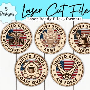 Ensemble d'ornements vétéran américain - fichiers numériques pour gravure laser, Glowforge, vétéran de l'armée, vétéran de la marine, vétéran de l'armée de l'air, vétéran ornements SVG