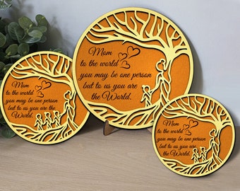 Mother Tree SVG, supporto decorativo in legno, albero a strati Svg, file di taglio laser per Glowforge Cricut, regali per la festa della mamma Svg, mamma Svg, Dxf, EPS.