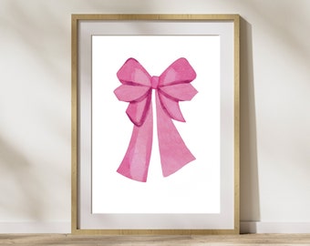 Pink Bow Art Print | Pink Ribbon Digital Download Print