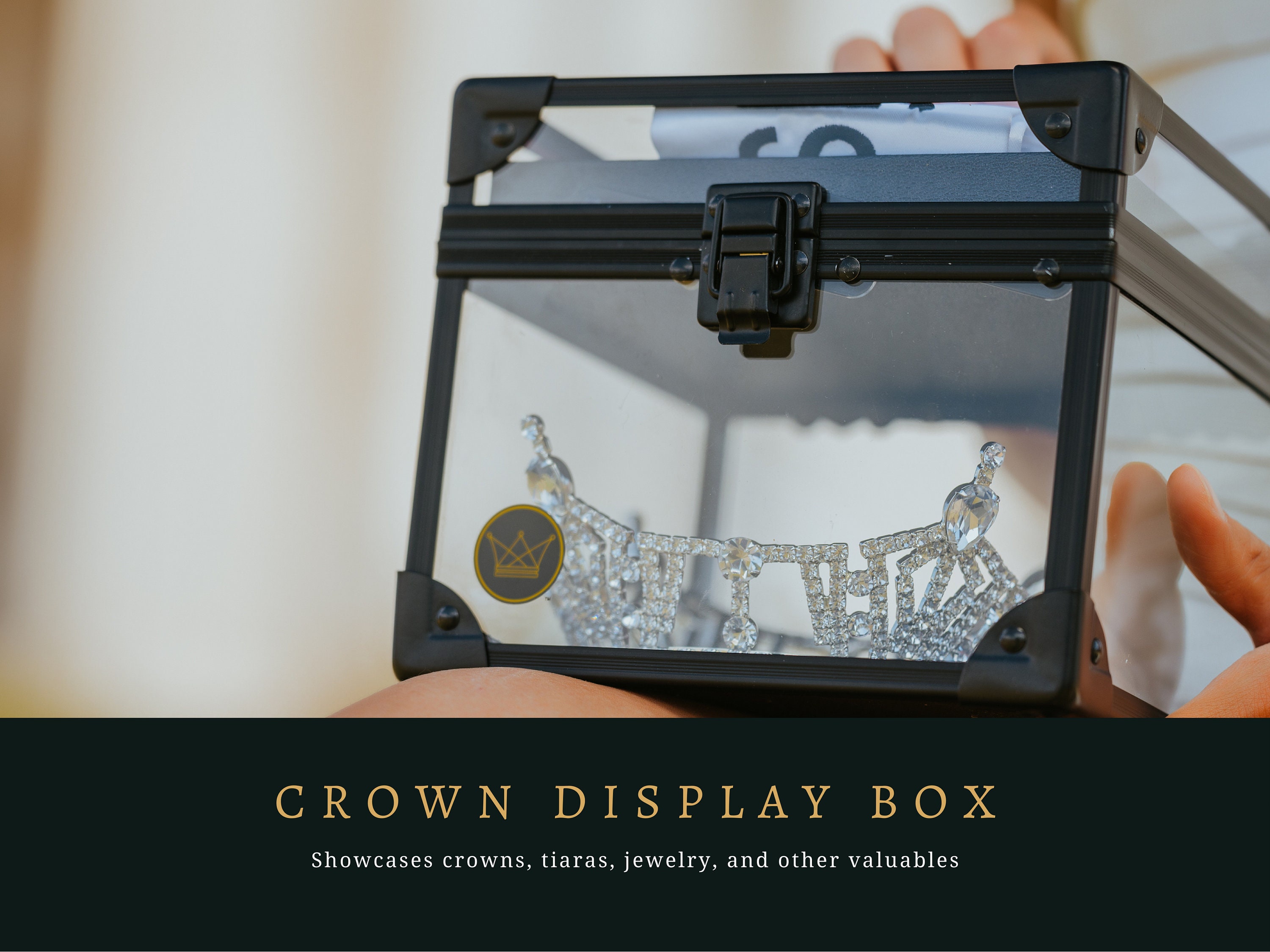 Pageant Crown Box, Clear Tiara Display Case and Sash Holder, Storage