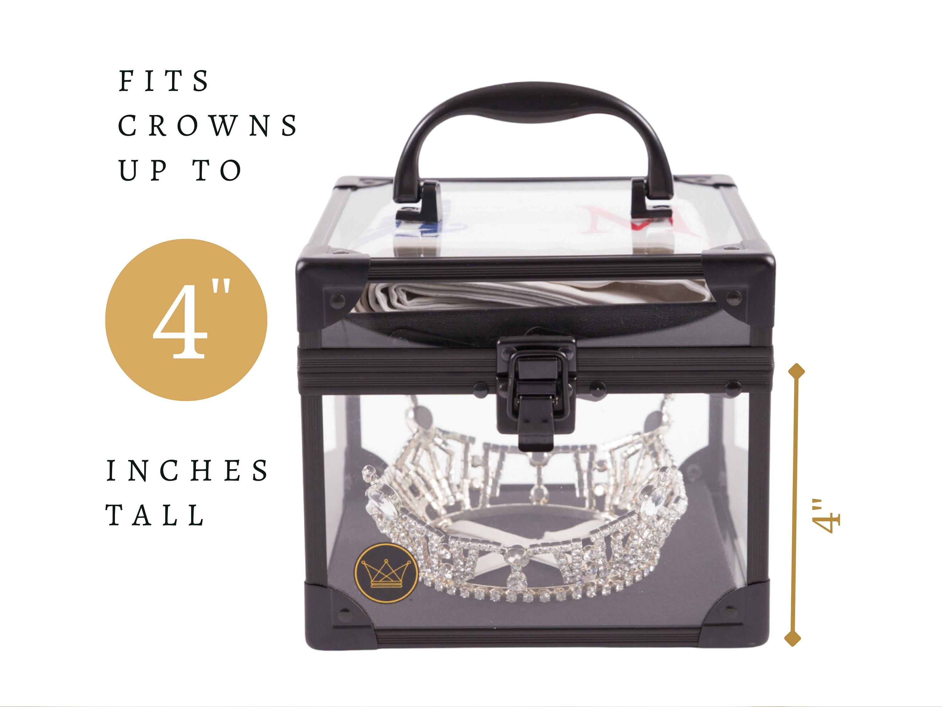Pageant Crown Box, Clear Tiara Display Case and Sash Holder, Storage