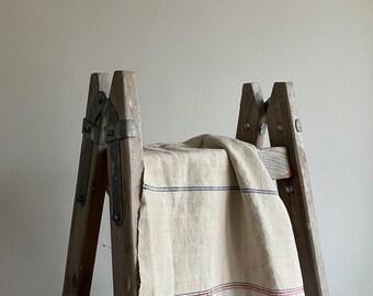 Hand Loomed Hemp Linen Fabric Bolt: Striped Grain Sack Textile