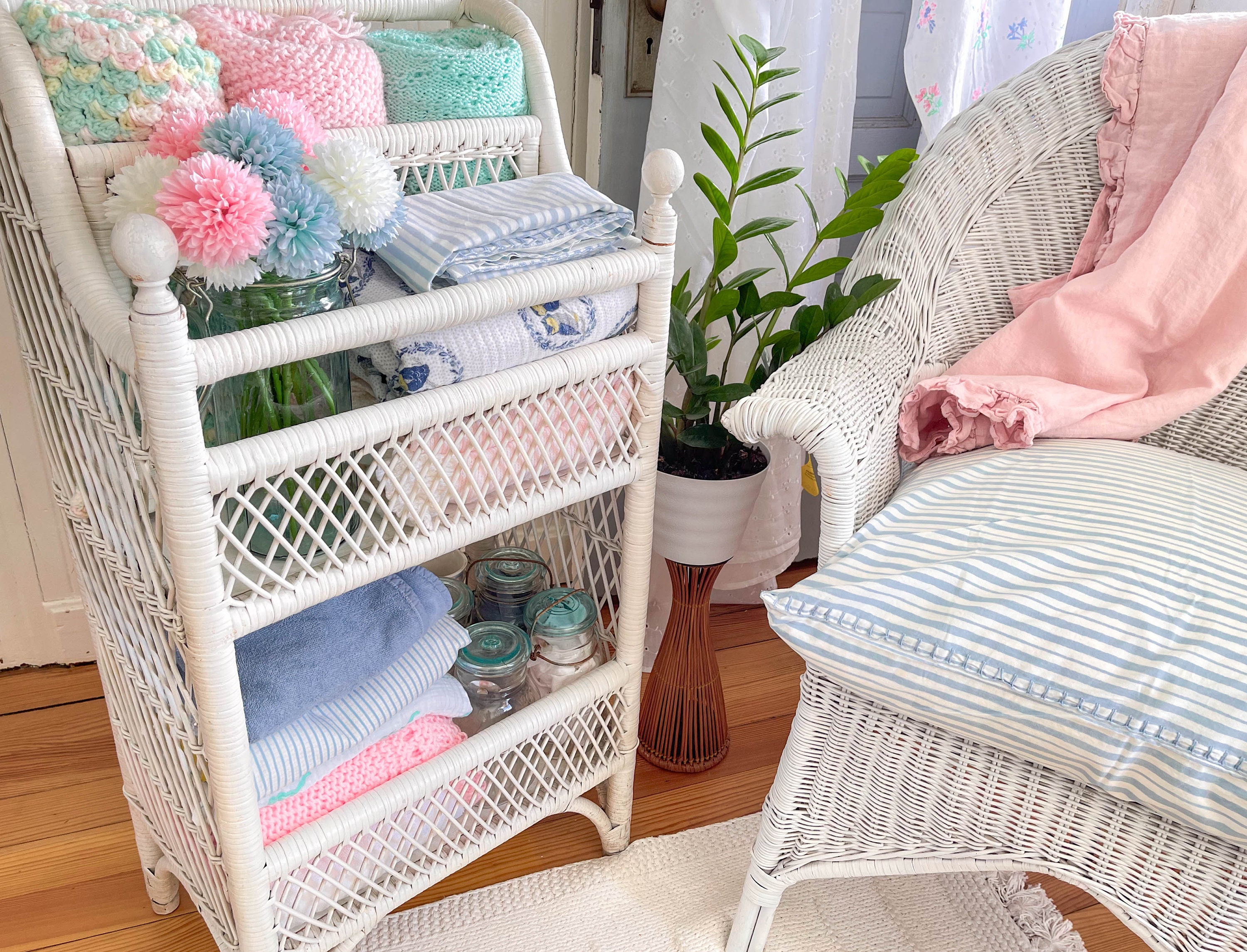 White wicker sale etagere