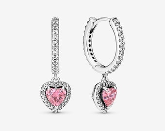 Pandora ale s925 silver sparkling halo heart hoop earrings