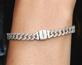 Pandora ALE S925 Timeless Pavé Chain Silver Bracelet