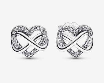 Pandora Sparkling Infinity Heart Stud Earrings