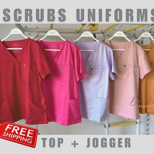 Scrubs SET for Women, Jogger Pants & Top, Modern Fit, High quality 4 -way Stretch, Healthcare, Nurses, CNA, PSW uniform, Free Shipping