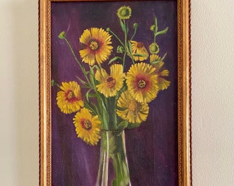 Vintage Original Signed Floral Painting by K.H.