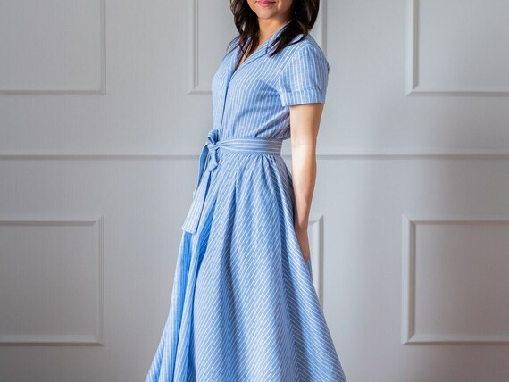 knee length dresses for ladies Tracey Linen Blend Unique Print Balloon Sleeve Tie-up Tunic Maxi Dress –  prettylilygal main image 0