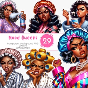 Sassy Black Woman Clipart PNG, Stank Face PNG Bundle, Black Girl Bonnet, Funny African American Bathroom Clipart, Digital Sublimation PNG