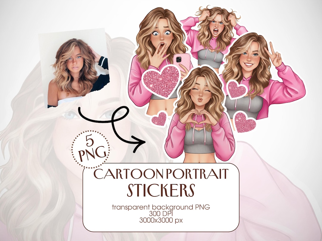 Custom Cartoon Portrait Stickers, Personalized PNG, Logo Stickers ...