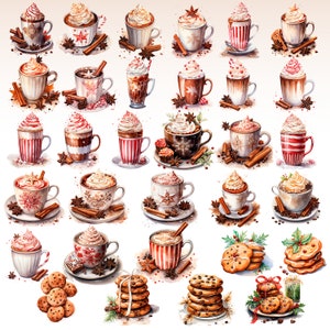 Watercolor Clipart Christmas Coffee Time