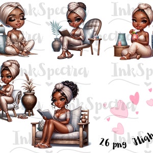 Spa Chibi Self Care Chibi Clipart Set, Chibi Black Girls SPA, Black Woman Magic ...