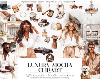 Luxury Fashion Clipart PNG, Planner Stickers (Digital Download)