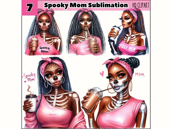 Spooky Mom Skeleton PNG, Halloween Clipart (Digital Download)