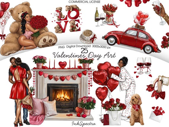 Valentine Black Woman Clipart PNG, Afro American Couples, Love Aesthetic, Romantic Stickers, Valentines Day
