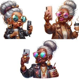 Clipart de avó empreendedora afro, design para sublimação (PNG) imagem 9