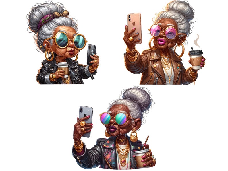 Clipart de avó empreendedora afro, design para sublimação (PNG) imagem 9