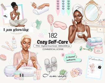 Schwarze Frau PNG Aufkleber, Spa Day Clipart (digitaler Download)