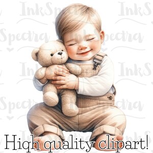 Watercolor Gender Neutral Baby Shower Clipart, Teddy Bear Clipart ...