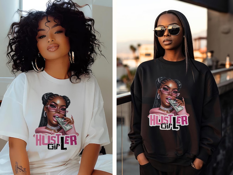 Clipart Black Girl Hustler, stedelijke png (digitale download) afbeelding 5