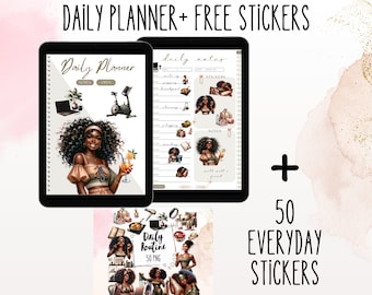 Black Girl Planner + Stickers, Digital Planner For That Girl, Goodnotes Planner And Notability Planner, Digital Daily Planner for iPad PDF