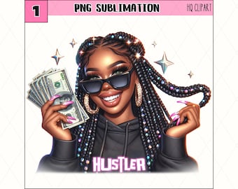 Black Girl Hustler Clipart | Money PNG, Boss Lady (Printable Download)