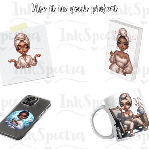 Spa Chibi Self Care Chibi Clipart Set, Chibi Black Girls SPA, Black Woman Magic ...