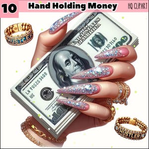 Mano femminile che tiene soldi 10 PNG, Clipart pila di soldi, PNG truffatrice femminile, Sublimazione truffatrice di soldi, Clipart di moda, Soldi in contanti PNG