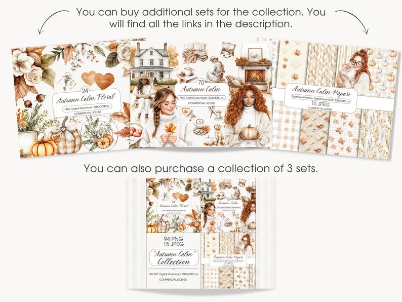 Watercolor Autumn Clipart Bundle, Cozy Cottagecore PNG (Commercial Use) image 2