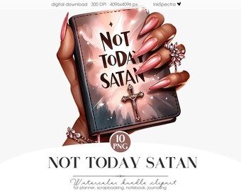 "Schwarzes Mädchen, ""Not Today Satan"" Clipart (digitaler Download)"