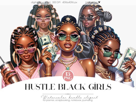 Black Girl Clipart Bundle, Urban Hustle PNG (Digital Download)