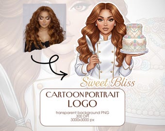 Custom Cartoon Portrait PNG Clipart, Logo business, Digital Logotype Design, Digital Download, Commercial Use