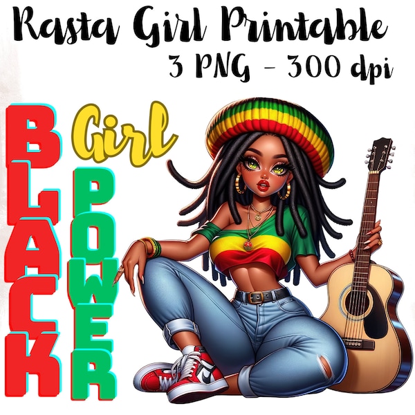 Black Girl Power PNG, Chibi Rasta Beauty, Africa PNG, Black Girl PNG, Curvy Chibi African Girl, Black Queen Png, Sublimation design download