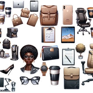 Lady Boss-clipart, zwarte vrouw magie, modemeisje, png (digitale download) afbeelding 8