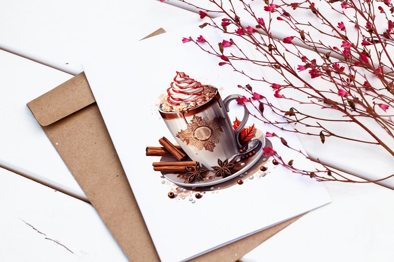 Watercolor Clipart Christmas Coffee Time