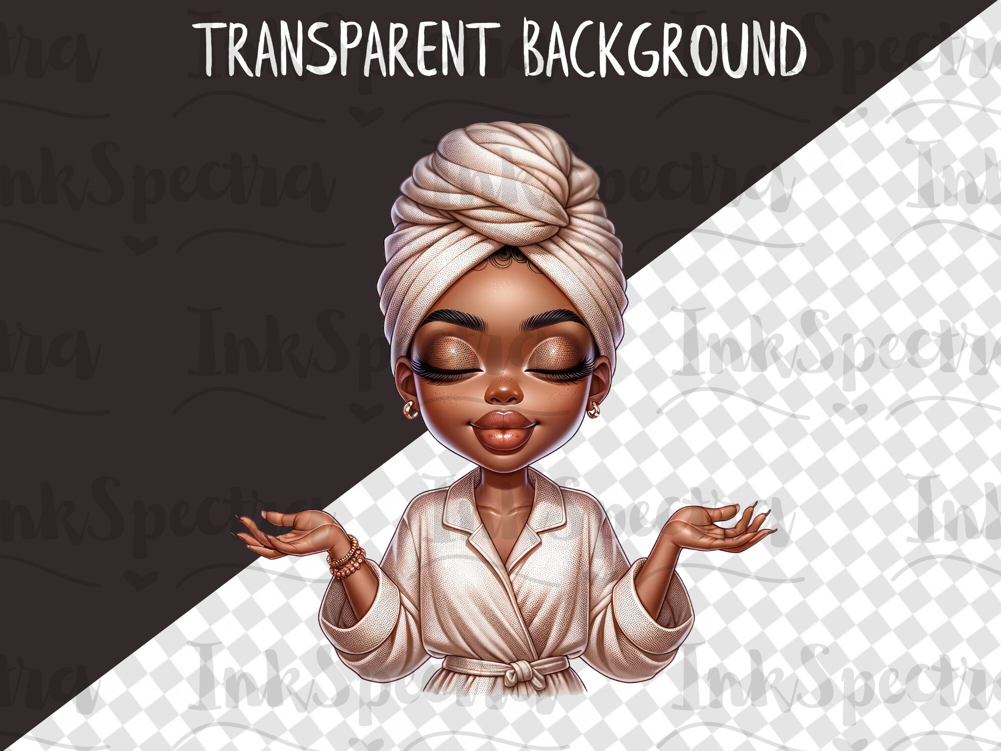 Spa Chibi Self Care Chibi Clipart Set, Chibi Black Girls SPA, Black Woman Magic ...