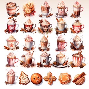 Watercolor Clipart Christmas Coffee Time