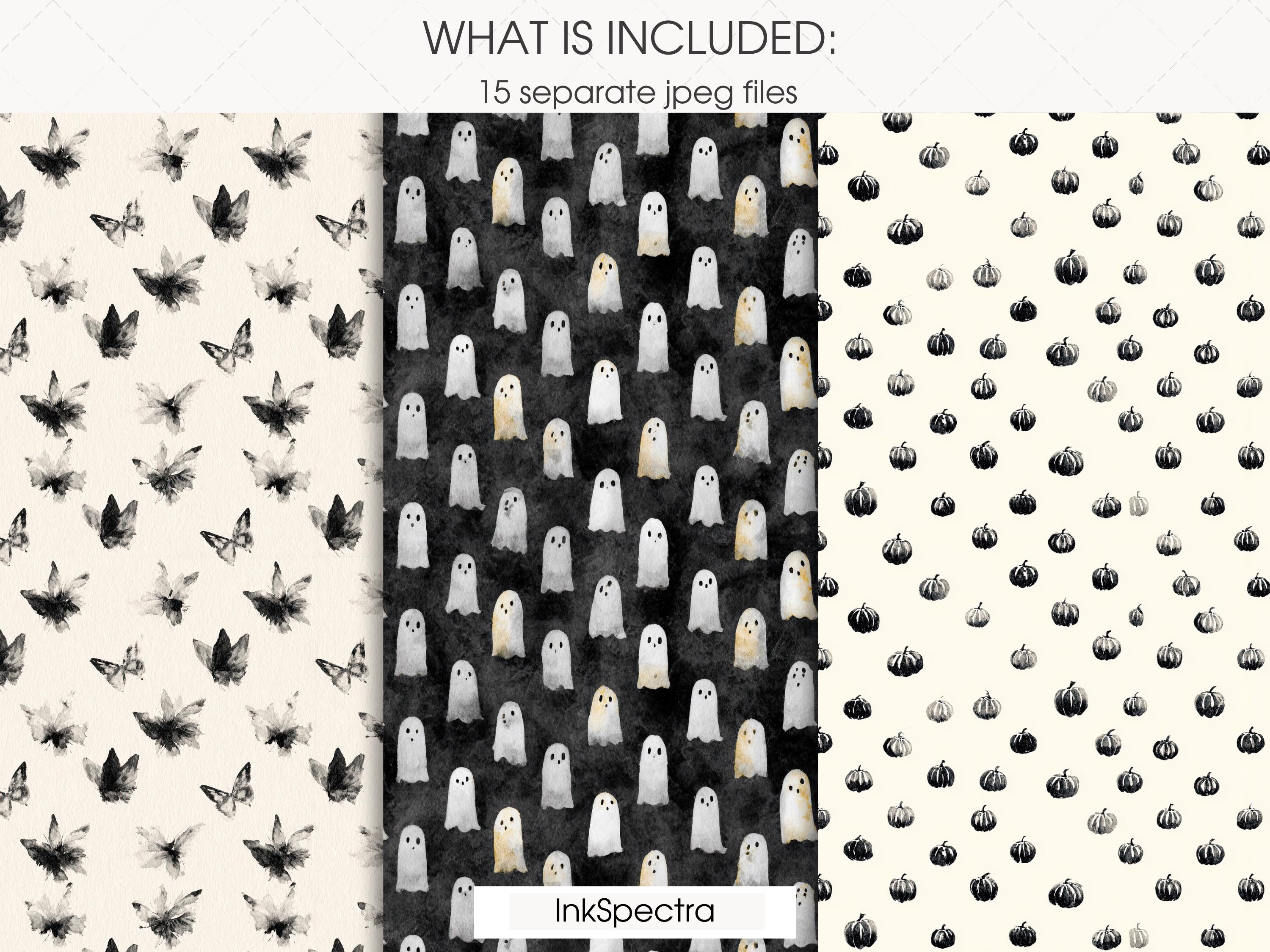 Spoook Pattern Watercolor Cozy Spooky Halloween Seamless Patterns, Neutral Spooky ...
