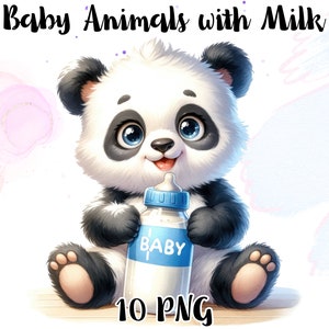 Aquarell niedliche Babytiere Milch, kleine Tiere Bündel, wunderliche Babytiere Babyparty, Babytiere Kinderzimmer Wandkunst, kommerzielle Nutzung