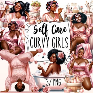 Clipart auto-soin noir fille bien roulée, clipart amour de soi, fille peau mélanine, fille noire bien roulée PNG, Afro fille amour de soi, agenda fille noire